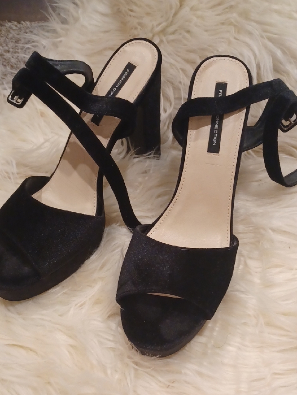 Black Suede Block Heel Sandals